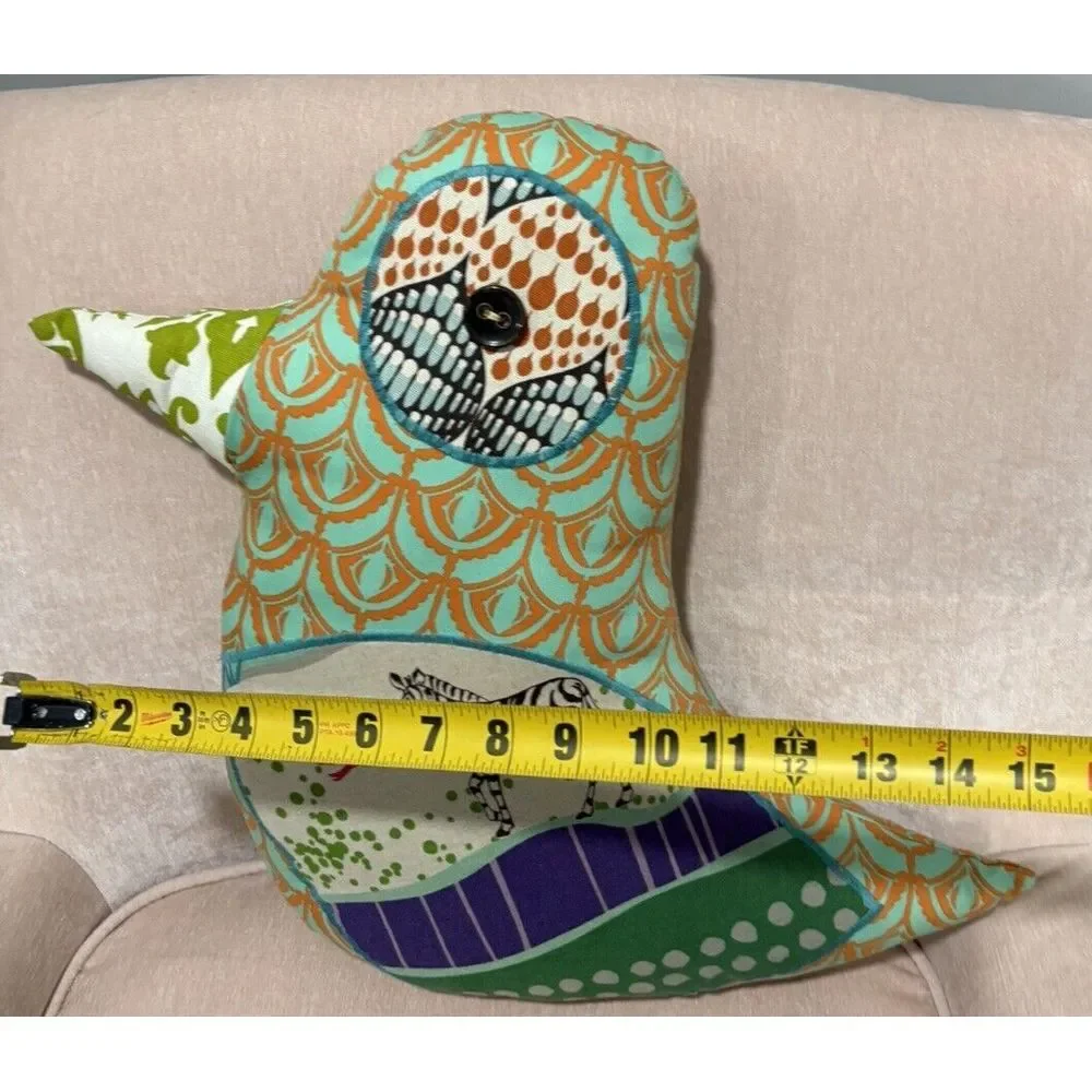 2 Homemade‎ Bird Pillows Boho Folk Art Whimsical Bird Decor folk Art MCM Retro